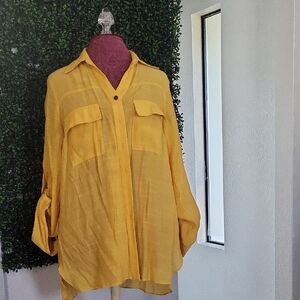 PerSeption Concept Mustard Button-Down Shirt